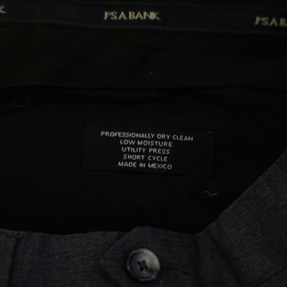 Jos A Bank Signature Wool Gray Dress Pants 34/36 Mid Rise Flat Front Lined Parti - Picture 6 of 7